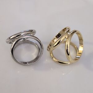 Elegant Gold and Silver Ring Set